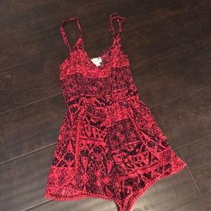 Cute Orange/Red and Black Tribal Print Romper